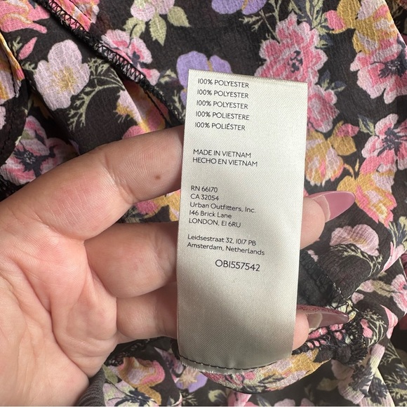 NWT M Free People Maybel Sheer Cropped Pink Floral Blouse with Tie Front (#1,307 - Picture 16 of 16